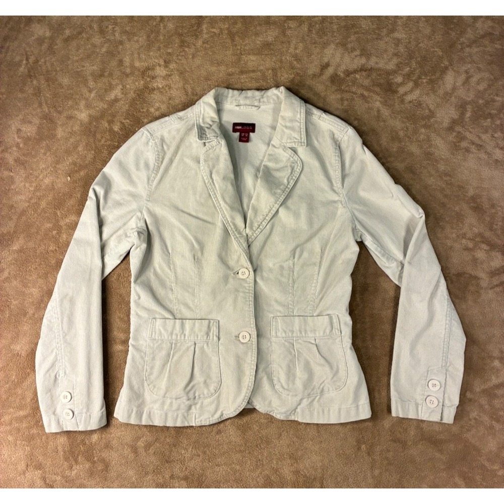 VTG H&M LOGG Women's Top Blazer Corduroy Cream Size 14 Y2K Preppy Light Academia